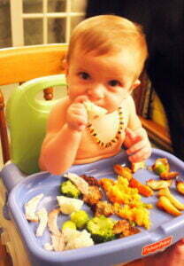 baby eating sunday lunch